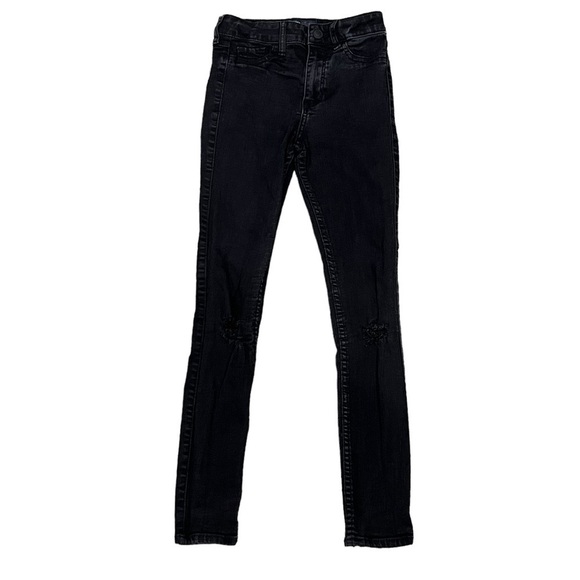 Hollister Black High Rise Distressed Skinny Crop Jeans Size 23 Women’s - Picture 1 of 5